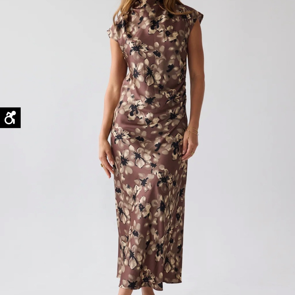 Bohme Floral Tan Midi Dress